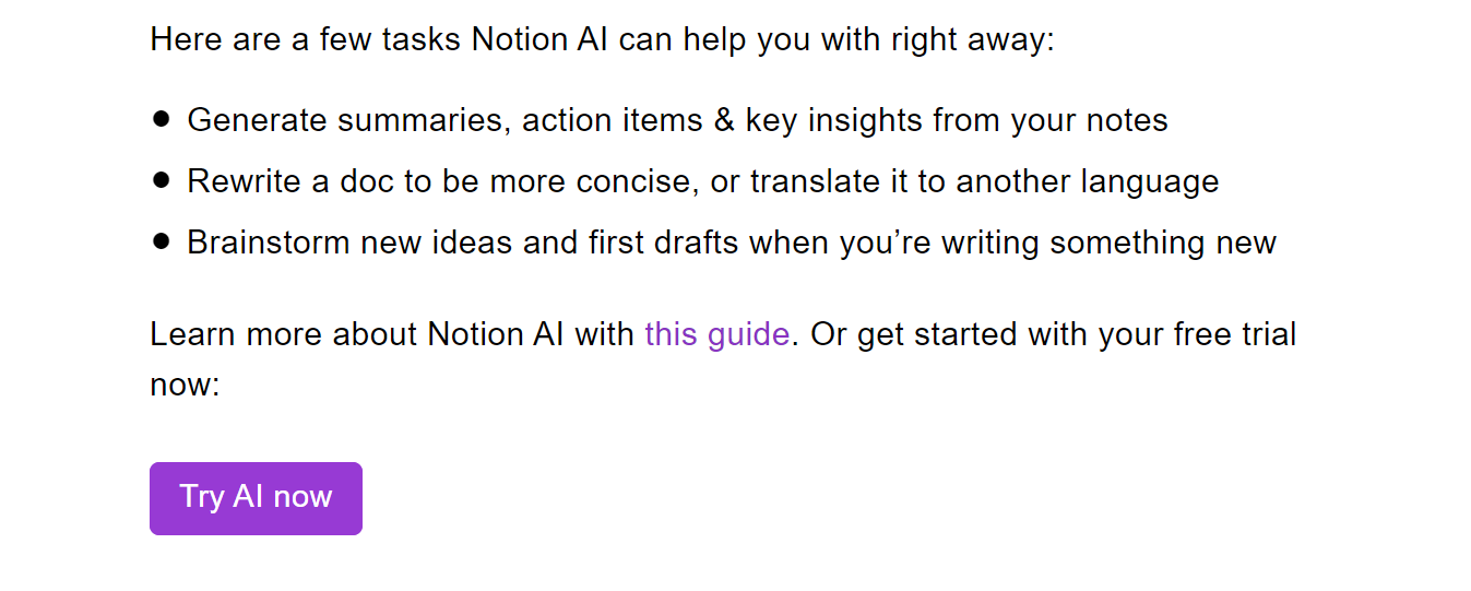 Notion benefits list