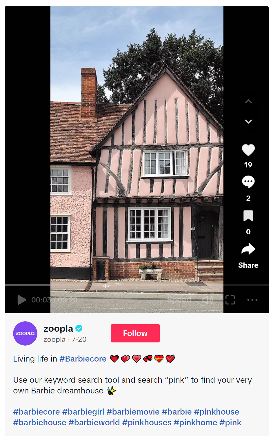 Pink houses on Zoopla