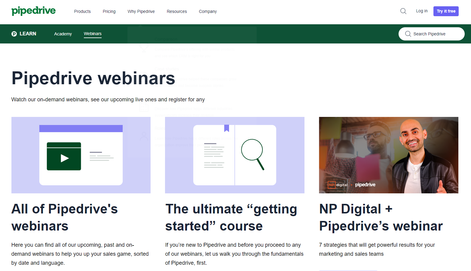 Pipedrive webinars