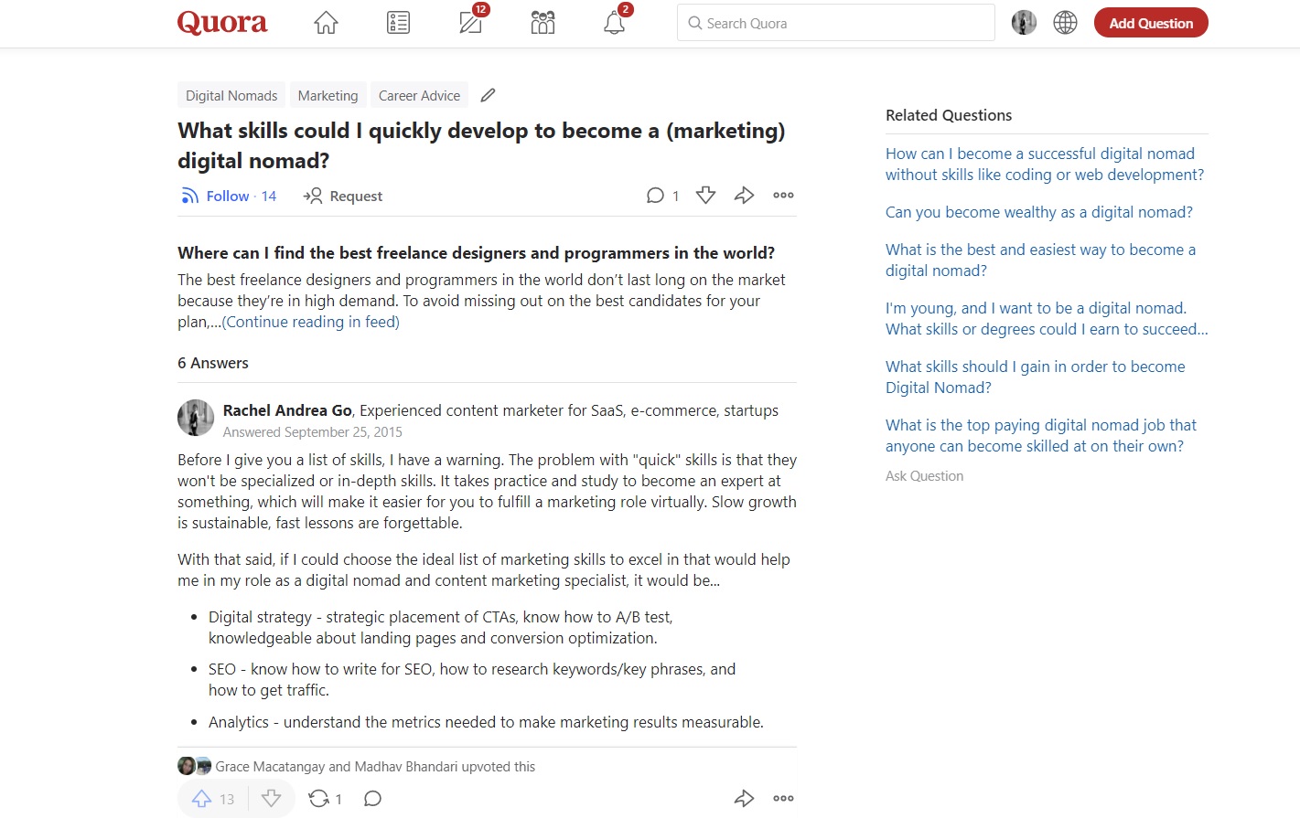 Quora answer