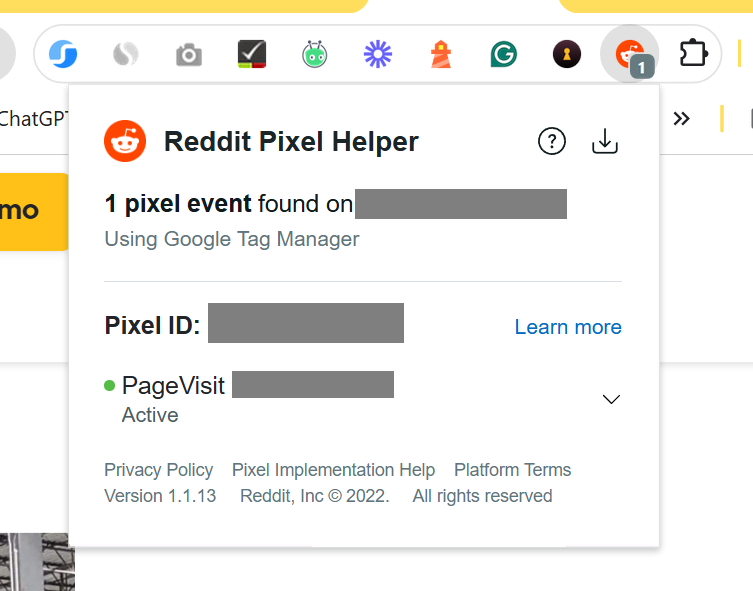 Reddit Pixel Helper