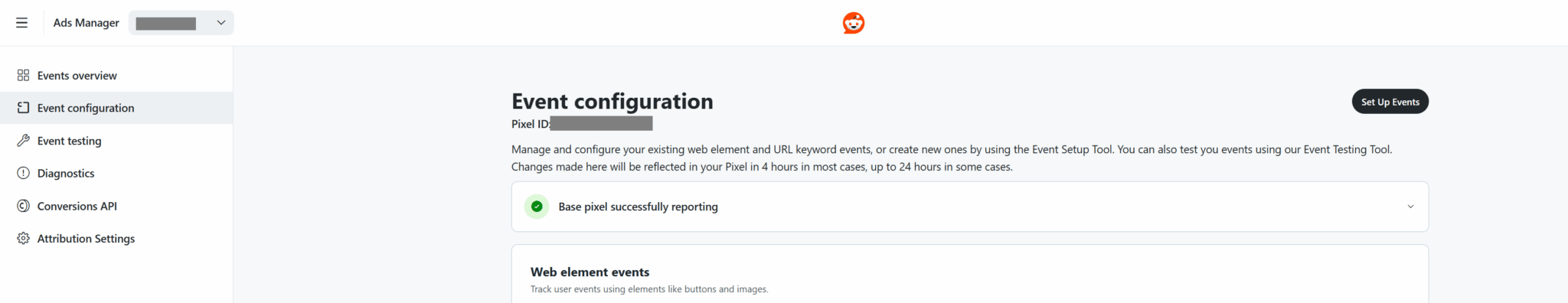 Reddit event configuration