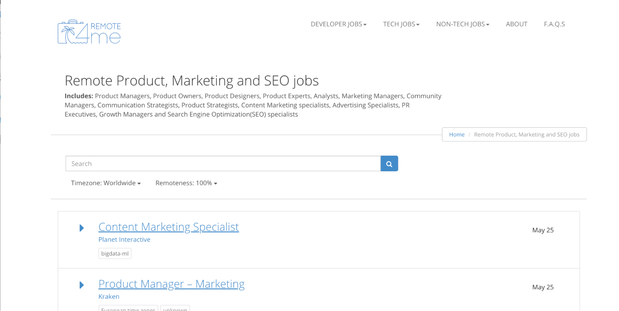 Remote4Me find remote marketing jobs