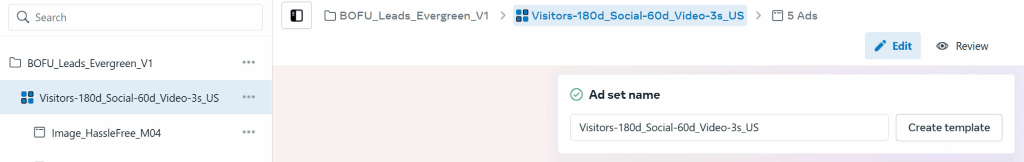 where to add an ad name in a meta ad