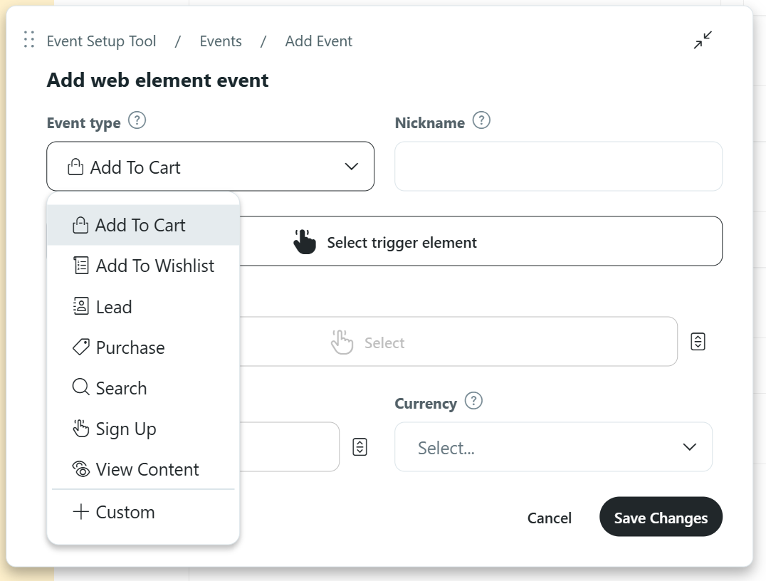 Setting event type in Reddit Pixel