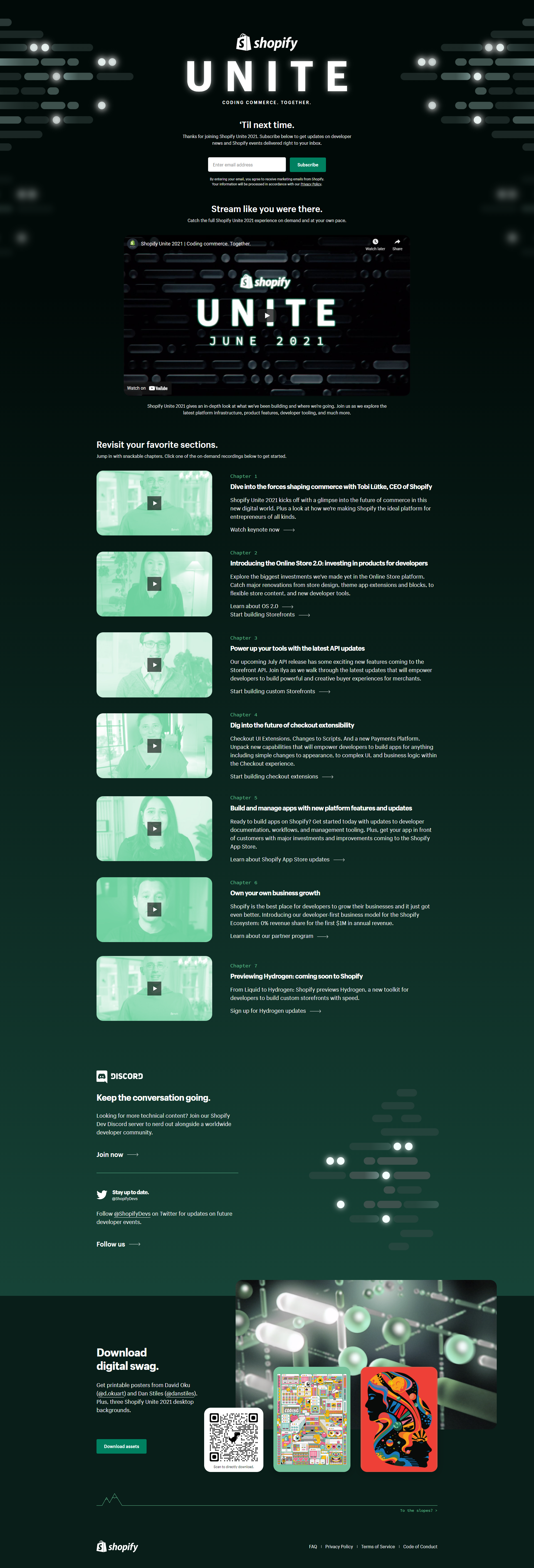 Shopify Unite post event landing page