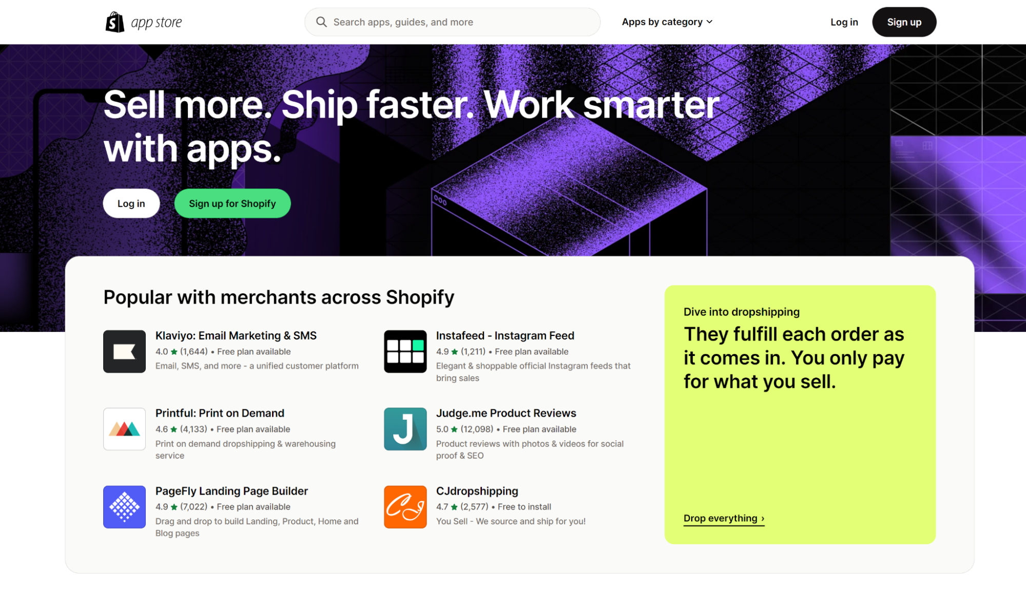 Shopify app store