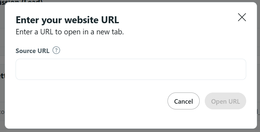 Place to enter the URL of the event
