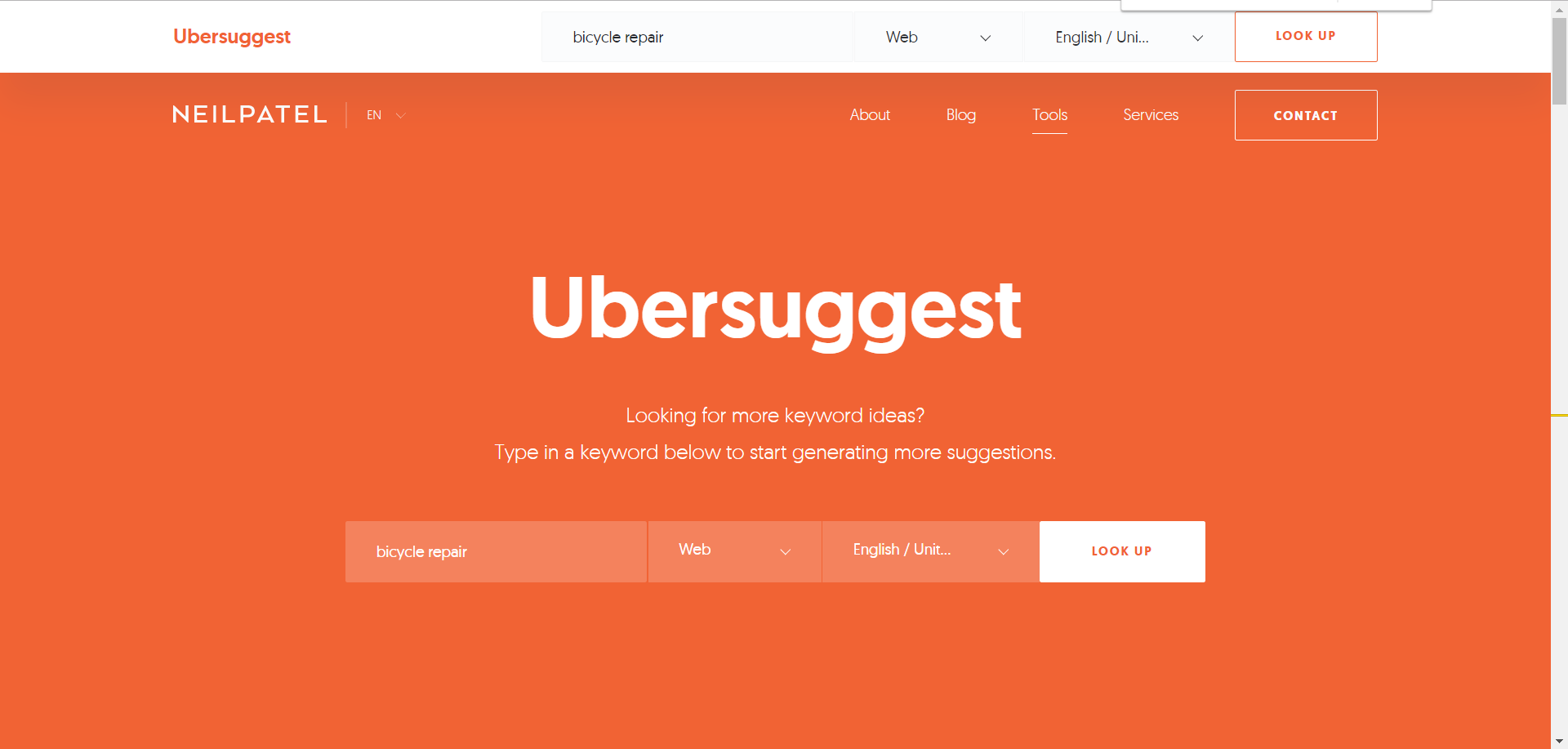 Ubersuggest keyword research