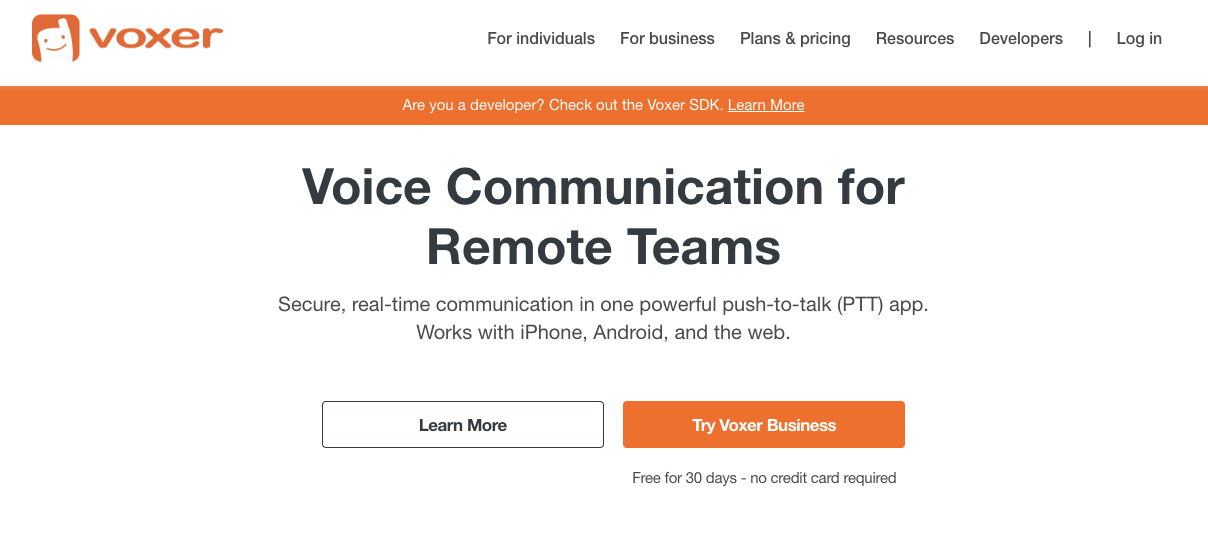 Voxer software for virtual teams