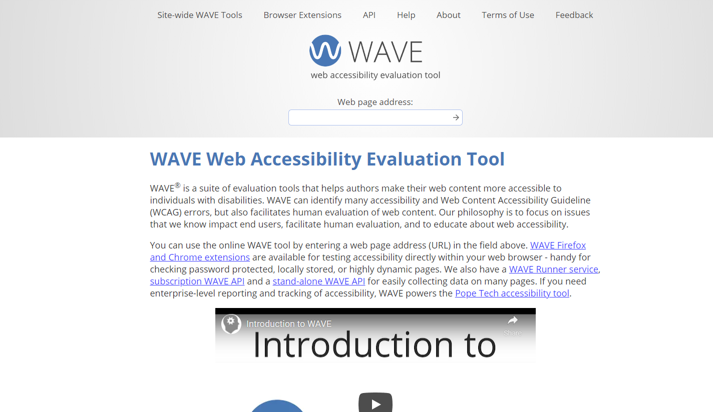 WAVE web accessibility content tool