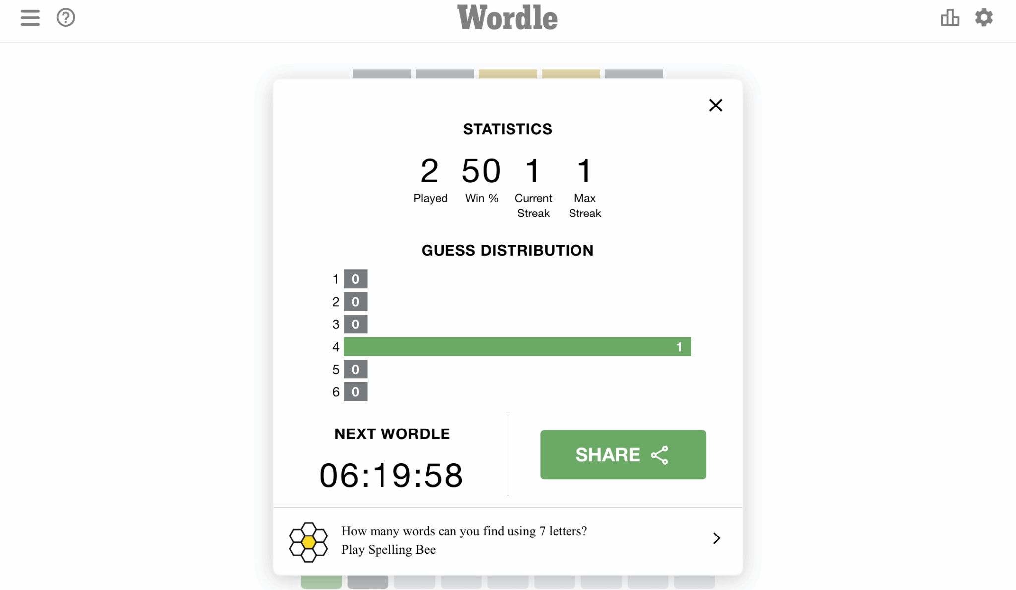 Wordle progress report