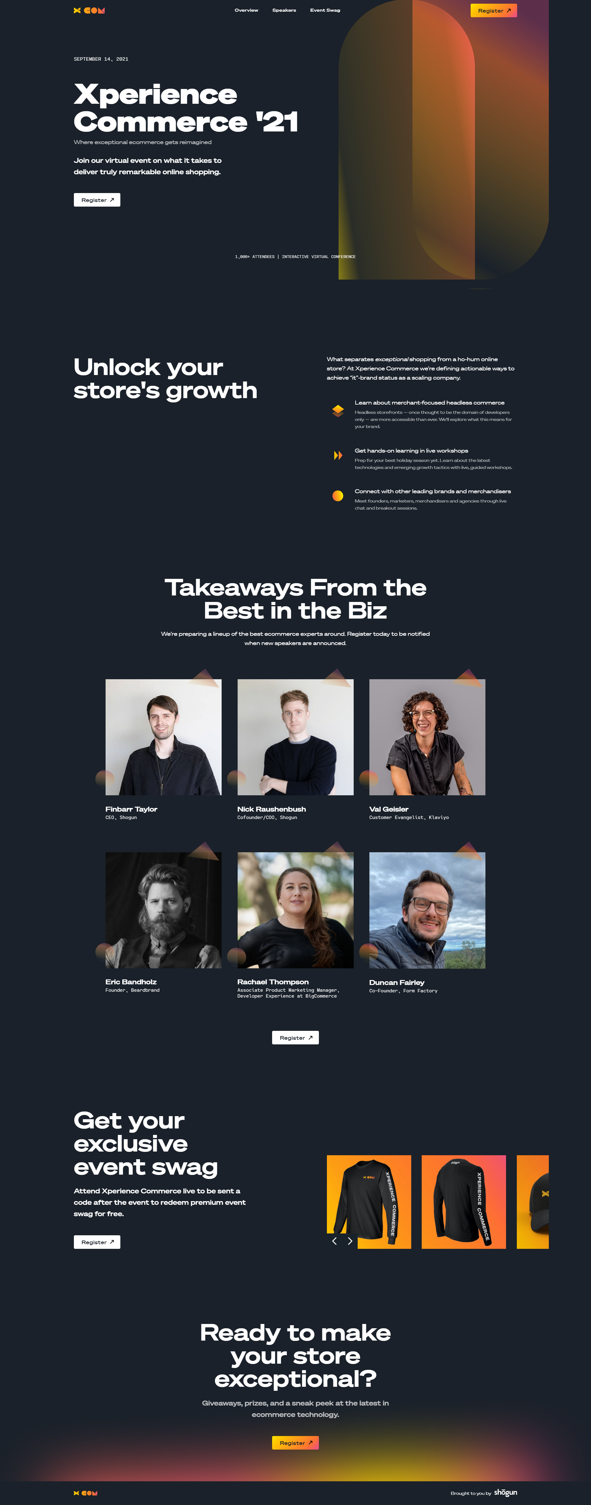 Xperience Commerce 21 landing page