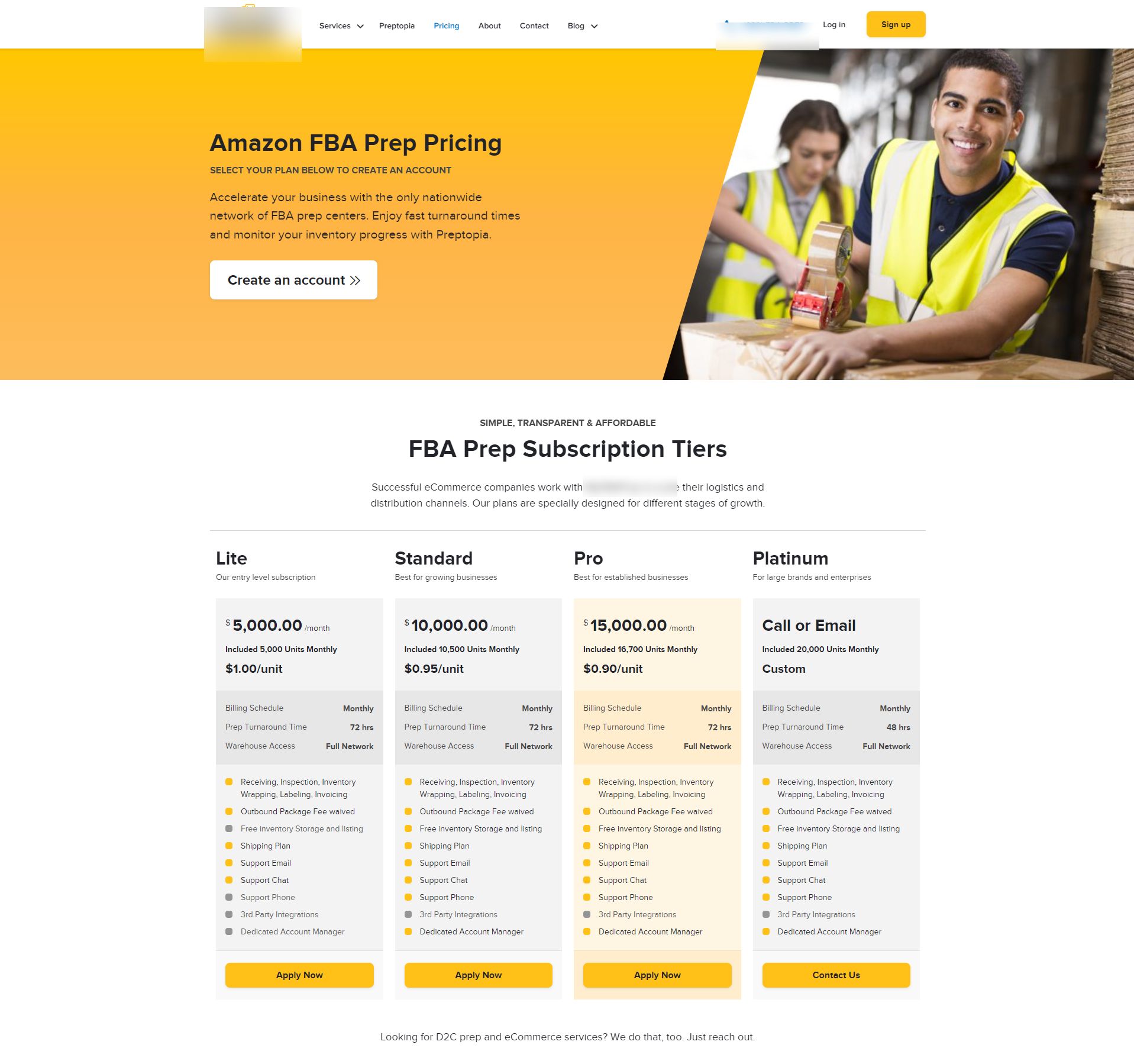 Pricing page new copy and colors