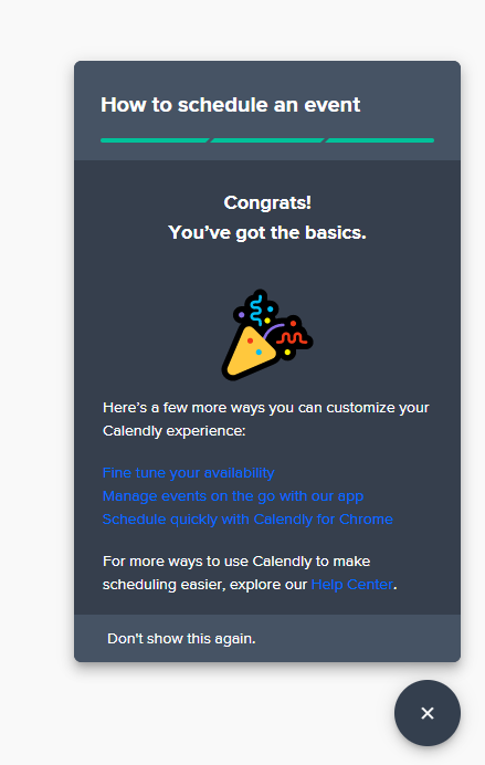 Onboarding completion confirmation from Calendly