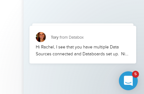 Customized chat outreach from Databox